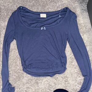 Urban Outfitters Blue Crop Ruched Blouse